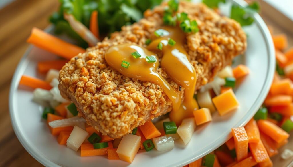 penyajian ayam katsu dengan sayuran segar penyajian ayam katsu dengan sayuran segar